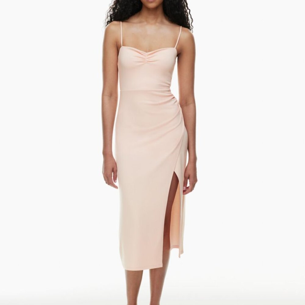 Aritzia Blush Pink Midi Slip Dress with Side Slit